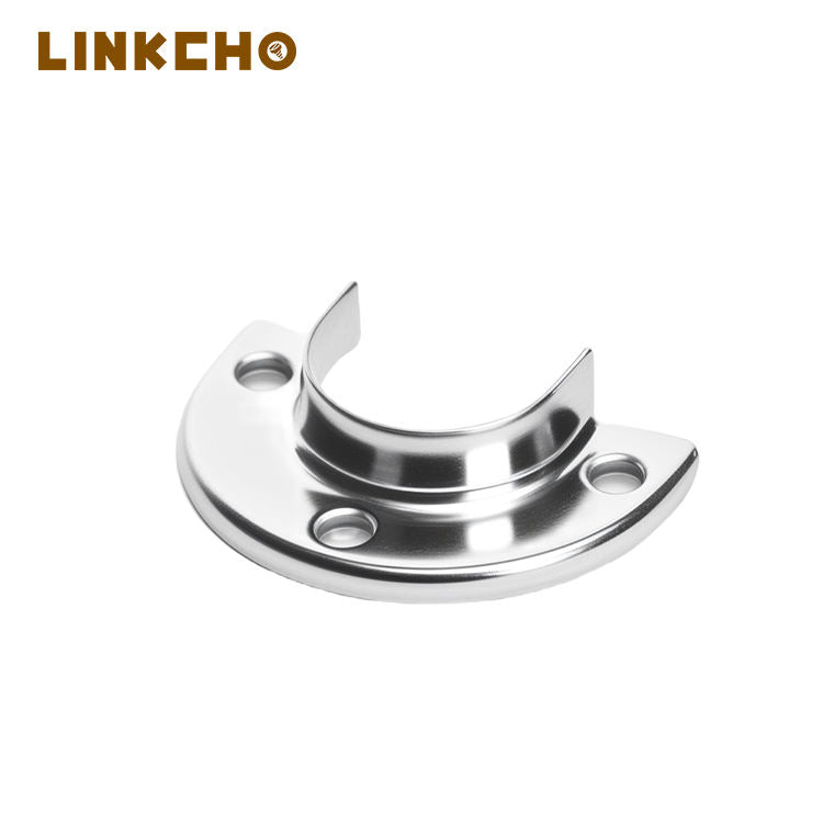 Crescent U-Shape Flange End Support Closet Rod Flange Circular Wardrobe Closet Flange Rod Bracket Holding Pipe Fittings Hardware