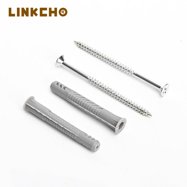 LINKCHO PZ-028 Expansion Plug Iron Plastic Zinc Plated Metric M5 80mm Length Cross Head 12mm Cap Diameter Standard Thread Screw