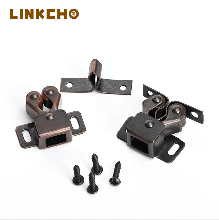 Roller Catch Iron Door Latch Cabinet Door Lock Suction Buckle Spring Double-wheel High-foot Clip Buckle Kitchen Living Room