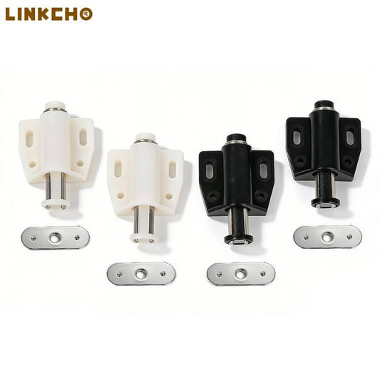 LINKCHO Magnetic Push Open Door Catch Cabinet Door Double Roller Ball Catch Plastic Single Column Latch for Cabinet Door