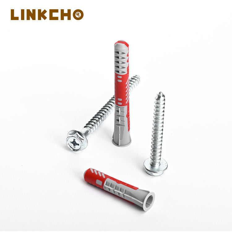 LINKCHO Metric Nylon & Iron Expansion Plugs Zinc Plated Four in a Bag for Hollow Bricks and Solid Wall Metal Wardrobes