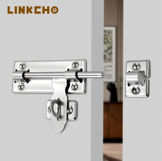 LINKCHO Security Door Locking Stainless Steel Latches with Flanged Left and Right Sides for Padlocking