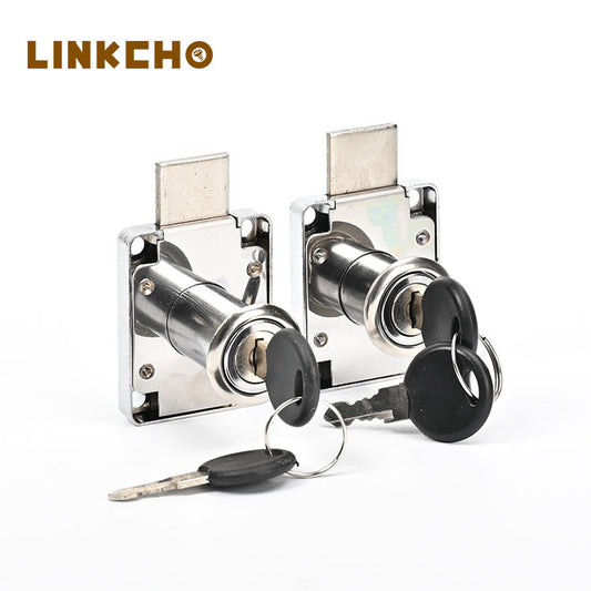LINKCHO Alloy Chrome Finish Furniture Lock for Apartment & Hotel Use Office Drawers Desks Cabinets with Two Metal Keys