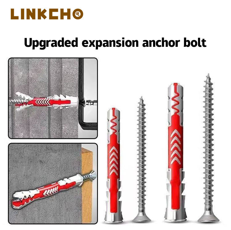 LINKCHO Metric Nylon & Iron Expansion Plugs Zinc Plated Four in a Bag for Hollow Bricks and Solid Wall Metal Wardrobes