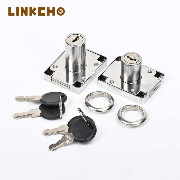 LINKCHO Alloy Chrome Finish Furniture Lock for Apartment & Hotel Use Office Drawers Desks Cabinets with Two Metal Keys