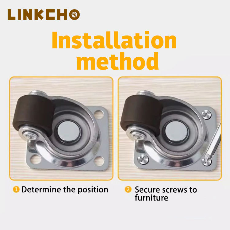 Modern Mini Swivel Casters Adhesive-backed Iron Wheels Silent Brake No-drill for Hospital Use Small Bathroom Living Room