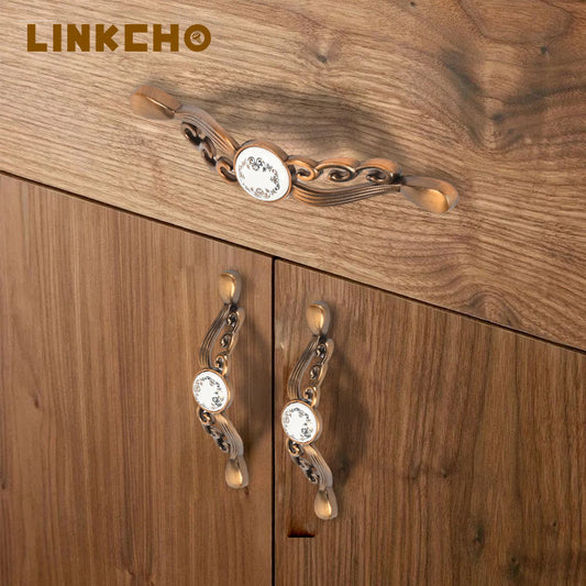 LINKCHO Retro Drawer Handles Cabinet and Wardrobe Door Handles Shoe Cabinet Handles Bookcase and TV Cabinet Double-hole Handles