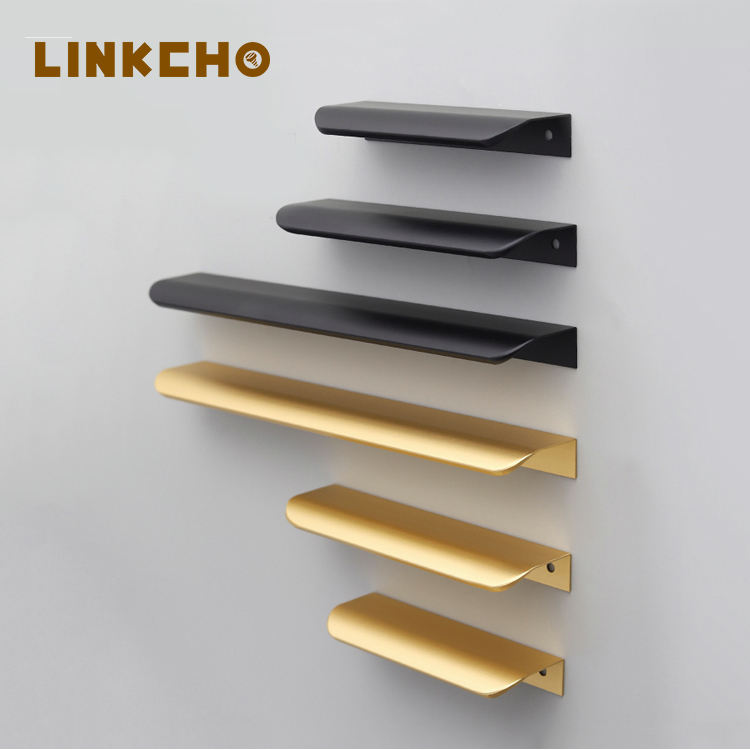 LINKCHO Invisible Drawer Handle Recessed Wardrobe Door Handle Minimalist Gold Cabinet Door Seam Side-mounted Long Handles