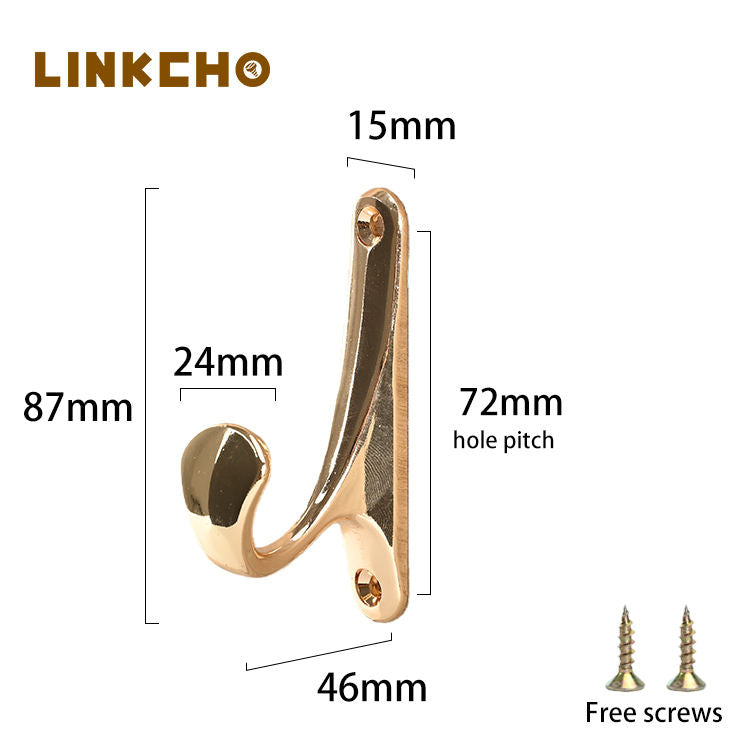 Wholesale Zinc Alloy Coat Hook for Door & Wall Mount Wardrobe Independent Hook Self-tapping Screws Detachable Design
