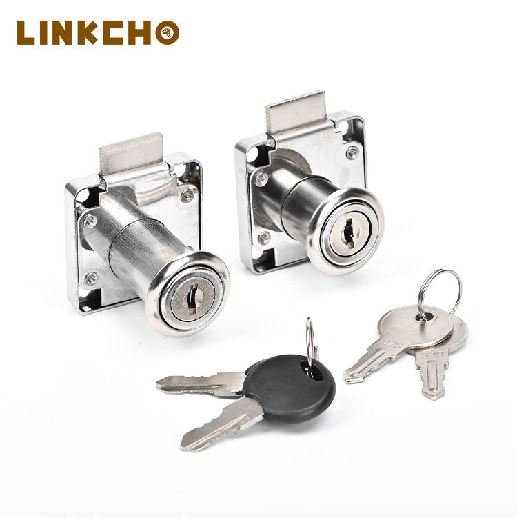 LINKCHO Chrome Plated Alloy Furniture Drawer Lock with Two Metal Keys Durable & Easy Installation for Hotel Use