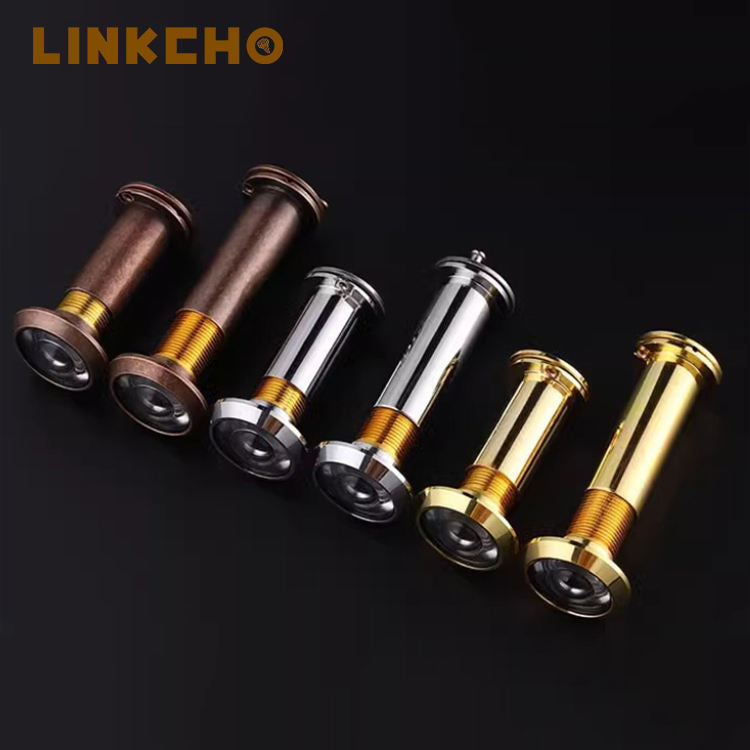 For High Quality Gold Polished Brass Door Spy Eye Hole Viewer 200 Degree Modern Design Style Wholesale Apartments Cover
