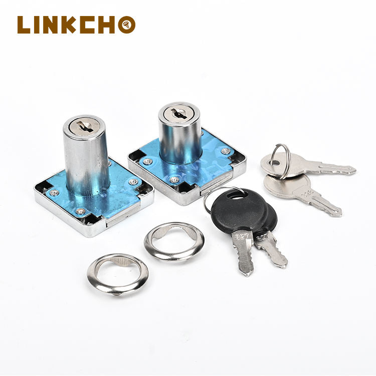 LINKCHO Chrome Plated Alloy Furniture Drawer Lock with Two Metal Keys Durable & Easy Installation for Hotel Use