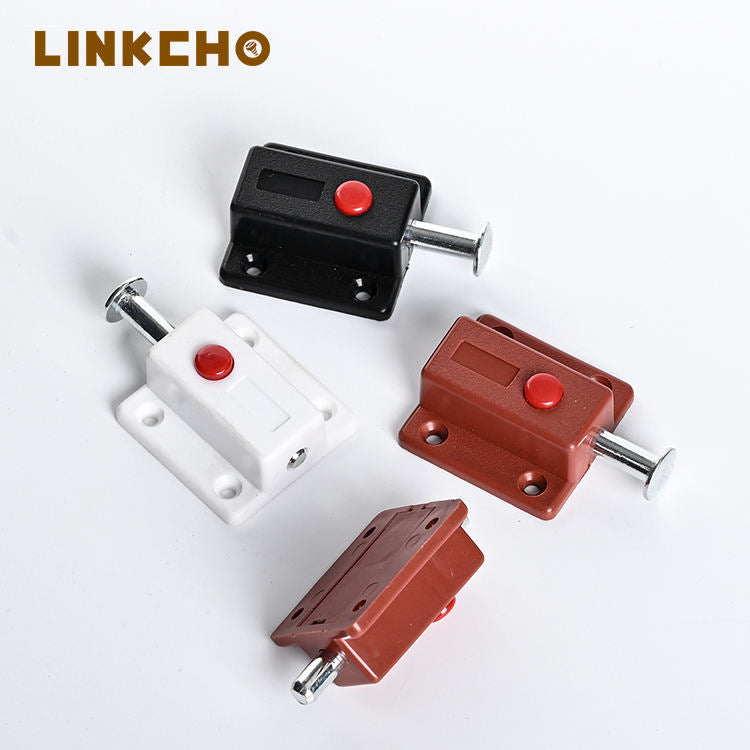 Plastic Door Bolts Latch Lock for Door Window Cabinet Latch Furniture Hardware Accessories Push to Open Button Switch Plug