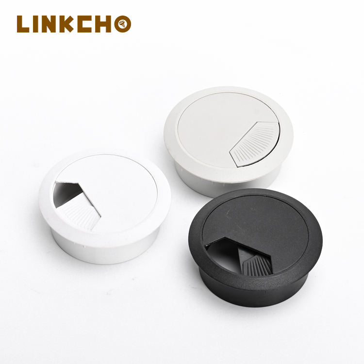LINKCHO Modern Round Computer Desk Grommets Cable Hole Cover 60mm Plastic for Office Kitchen & Living Room