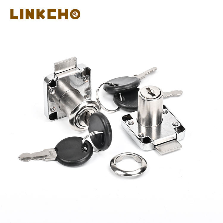 LINKCHO Furniture Lock Alloy Two Key Cupboard Drawer Lock Chrome Plated Drawer Locks for 22mm Thick Wood Boards