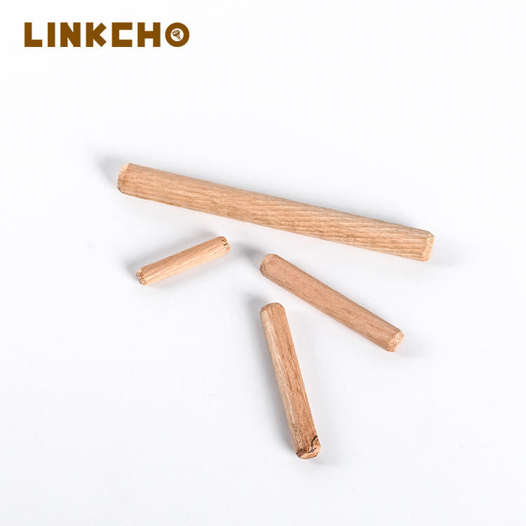 Furniture Eucalyptus Spiral Wood Plug Connector Threaded Wooden Dowel Rods Pins Dowel Straight Grooved Pins Connecting Fitting