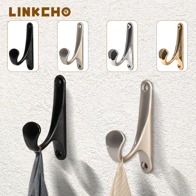 Wholesale Zinc Alloy Coat Hook for Door & Wall Mount Wardrobe Independent Hook Self-tapping Screws Detachable Design