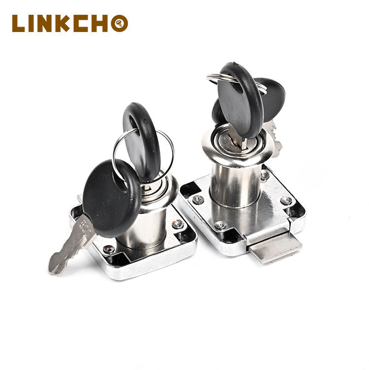 LINKCHO Furniture Lock Alloy Two Key Cupboard Drawer Lock Chrome Plated Drawer Locks for 22mm Thick Wood Boards