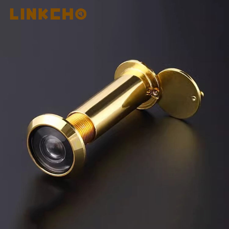 For High Quality Gold Polished Brass Door Spy Eye Hole Viewer 200 Degree Modern Design Style Wholesale Apartments Cover