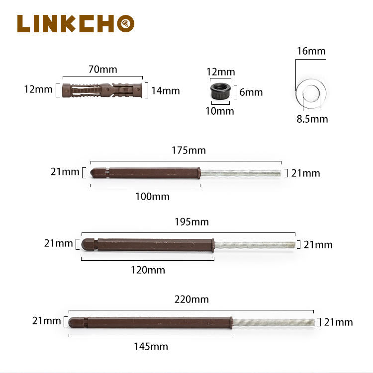 LINKCHO Brown Heavy-Duty Waterproof Floating Pin Invisible Concealed Expansion Layer Board Shelf Supports Connectors Partition