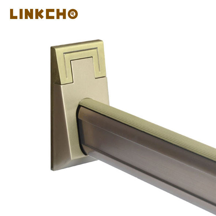 LINKCHO Zinc Alloy Oval Tube End Support Wardrobe Clothes Hanging Rod Flange Base Wall Mount Non-Detachable Fixing Accessories