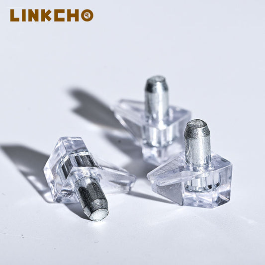Furniture Hardware Transparent Plastic Pegs Metal Glass Shelf Support With Brackets Shelf Holders Pins for Cabinet Wood Shelves