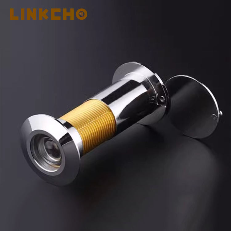 For High Quality Gold Polished Brass Door Spy Eye Hole Viewer 200 Degree Modern Design Style Wholesale Apartments Cover