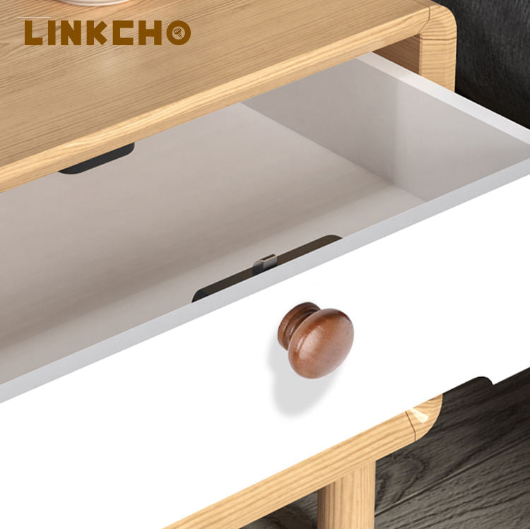 LINKCHO European Bedroom & Bathroom Round Wooden Drawer Wardrobe Cabinet Handles Single Hole Knobs Durable Eco-Friendly