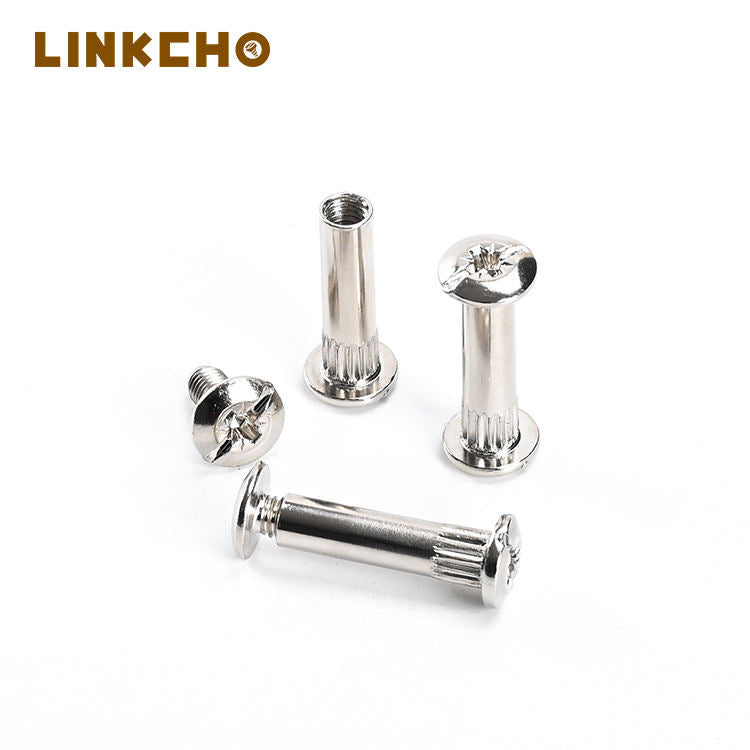 LINKCHO High Quality M13.5X32 ISO Standard Nickel Plated Chicago Rivet Locking Screws Flat Combination Screw Fasteners