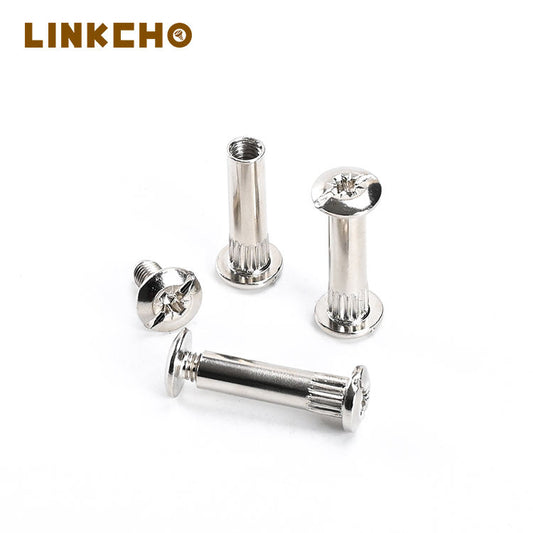 LINKCHO High Quality M13.5X32 ISO Standard Nickel Plated Chicago Rivet Locking Screws Flat Combination Screw Fasteners