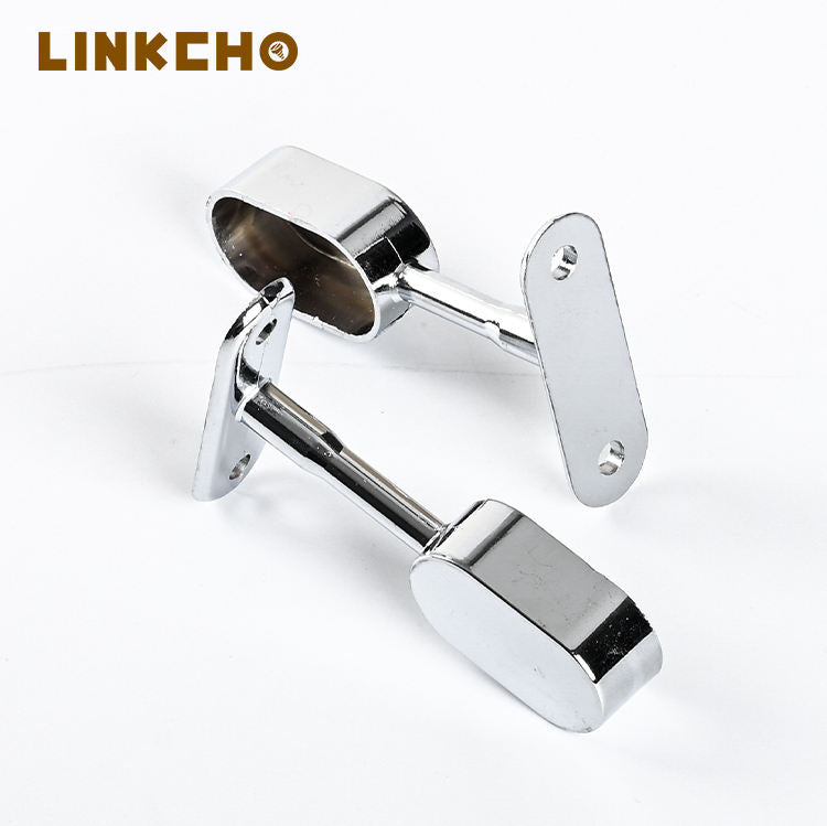 Zinc Alloy Base Flange Hanging Rod Clothes Hosted Wardrobe Hardware Oval Rail Hanging Holder Tube Support Cabinet Mount
