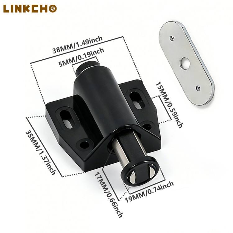 LINKCHO Magnetic Push Open Door Catch Cabinet Door Double Roller Ball Catch Plastic Single Column Latch for Cabinet Door