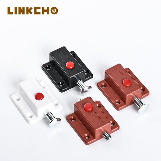 Plastic Door Bolts Latch Lock for Door Window Cabinet Latch Furniture Hardware Accessories Push to Open Button Switch Plug