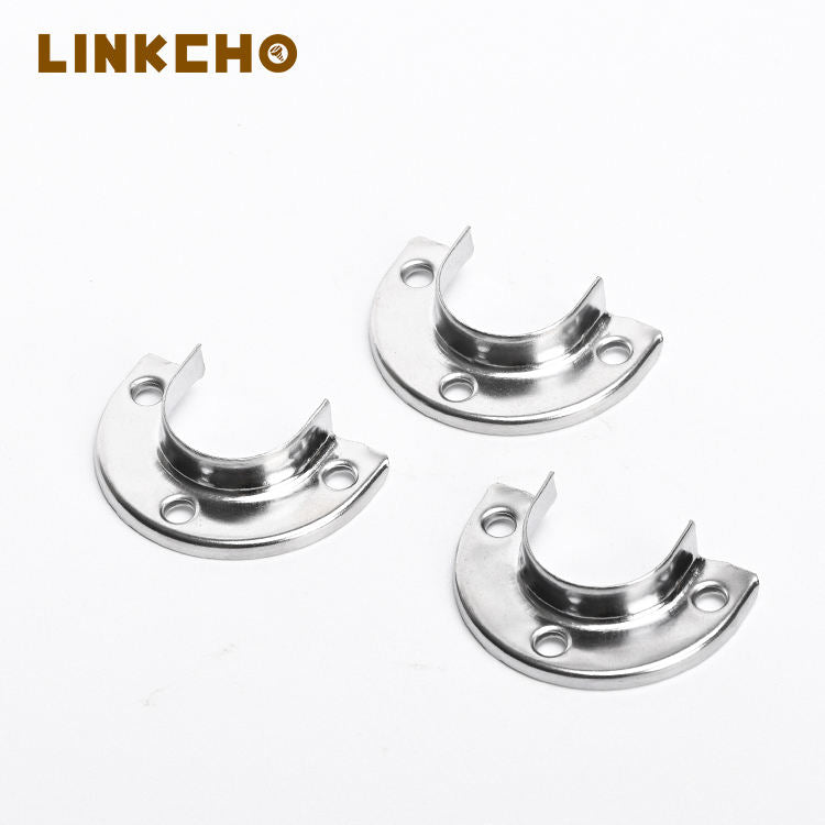 Crescent U-Shape Flange End Support Closet Rod Flange Circular Wardrobe Closet Flange Rod Bracket Holding Pipe Fittings Hardware