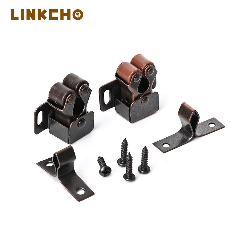 Roller Catch Iron Door Latch Cabinet Door Lock Suction Buckle Spring Double-wheel High-foot Clip Buckle Kitchen Living Room