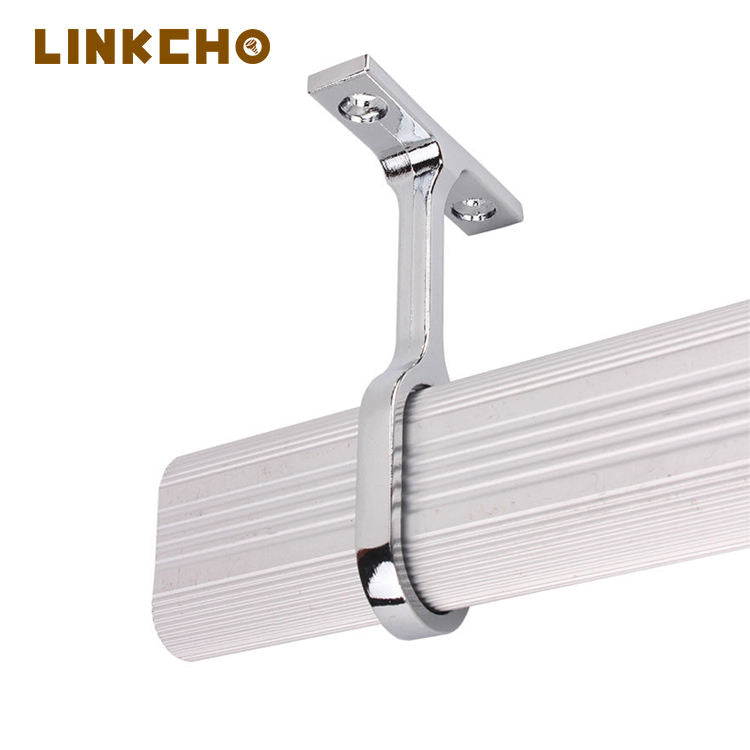Full-Length Clothing Tube Crossbar Zinc Alloy Oval Flange Support for Wardrobe Clothes Rail