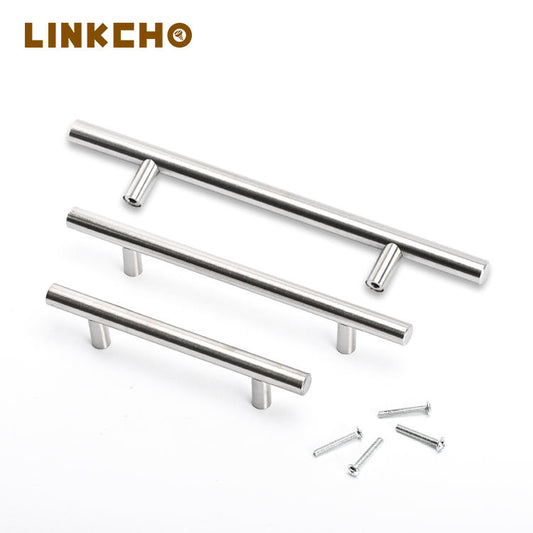 LINKCHO Stainless Steel T-shaped Double Hole Handle for Cabinets Wardrobes Dressers Bedroom Furniture for Kitchen & Bedroom Use