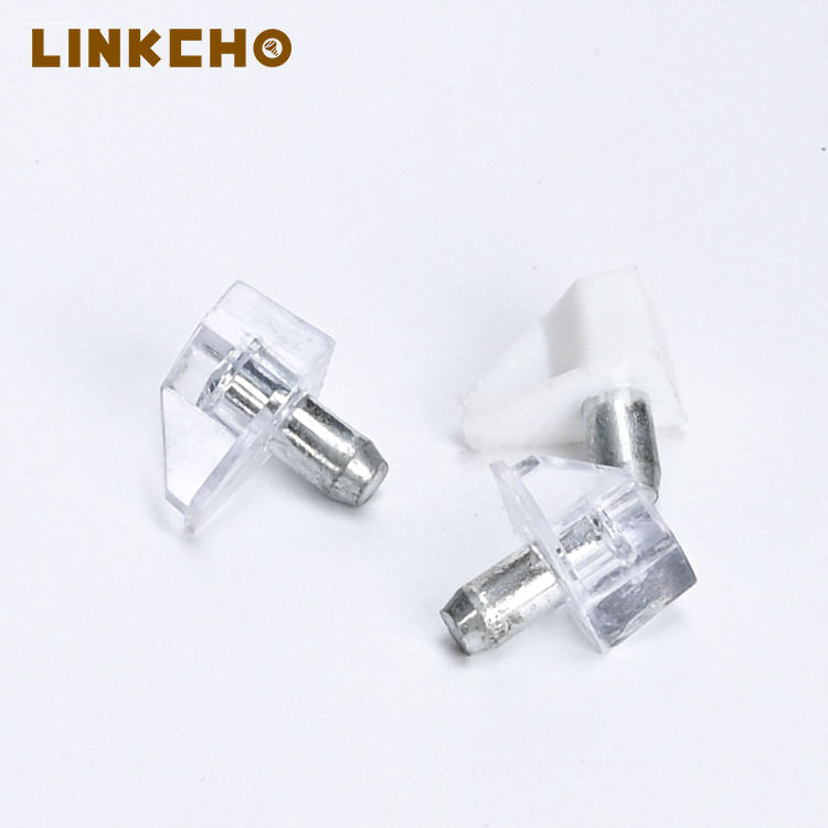 Furniture Hardware Transparent Plastic Pegs Metal Glass Shelf Support With Brackets Shelf Holders Pins for Cabinet Wood Shelves