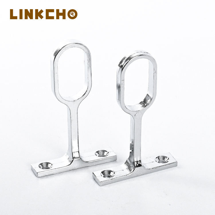 Full-Length Clothing Tube Crossbar Zinc Alloy Oval Flange Support for Wardrobe Clothes Rail