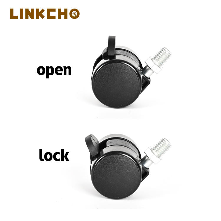 Adjustable Iron Stem Swivel Casters 1.5 Inch Wheel with Brake for Office & Kitchen Chairs