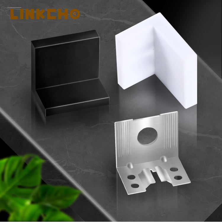 LINKCHO L-shape Plastic & Stainless Steel Wall Corner Brackets for Kitchen Cabinets White/Black/Brown/Beige/OEM Finish