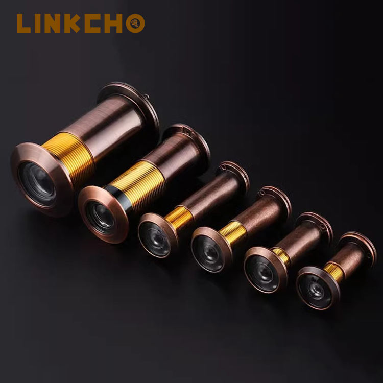 For High Quality Gold Polished Brass Door Spy Eye Hole Viewer 200 Degree Modern Design Style Wholesale Apartments Cover