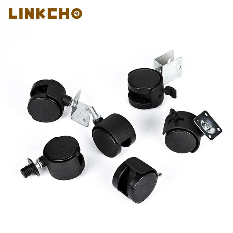 Adjustable Iron Stem Swivel Casters 1.5 Inch Wheel with Brake for Office & Kitchen Chairs