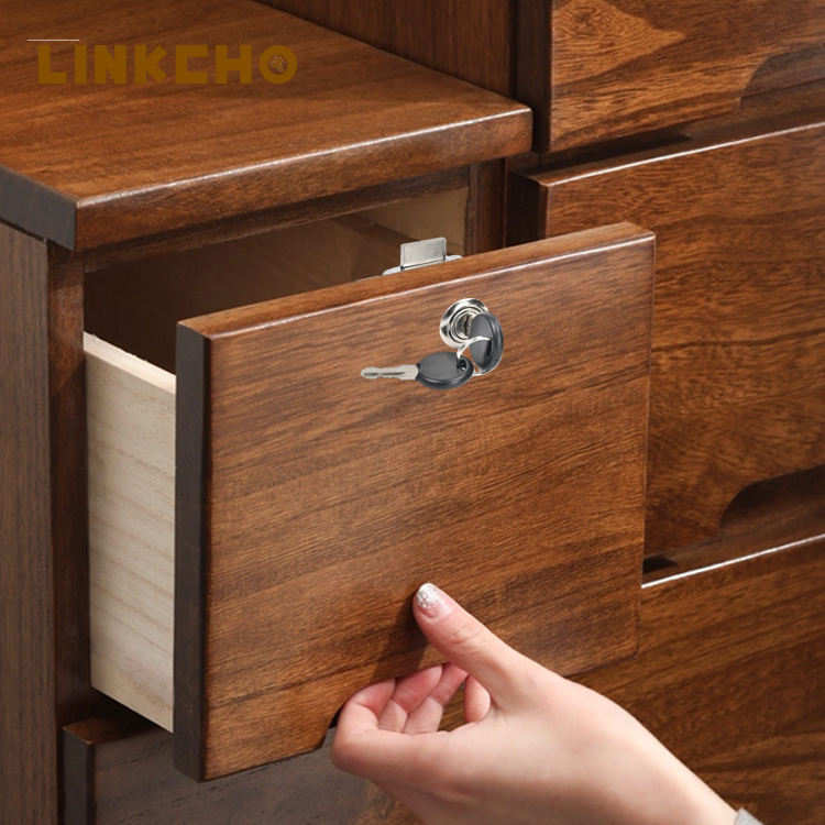 LINKCHO Furniture Lock Alloy Two Key Cupboard Drawer Lock Chrome Plated Drawer Locks for 22mm Thick Wood Boards
