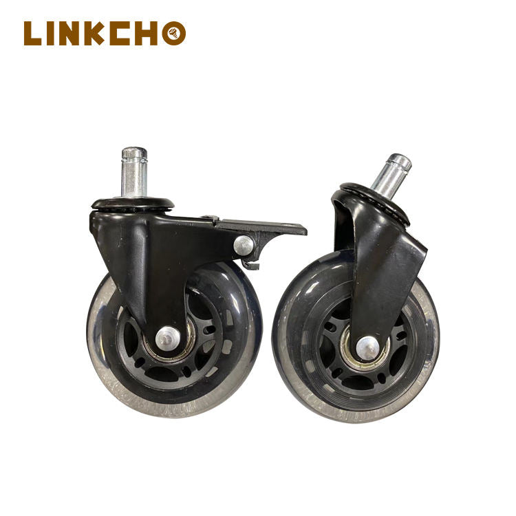 2.5/3 Inch PU Casters Luggage Plug-in Polished Wheel Wear Resistant Silent Transparent Universal for School Kitchen Furniture