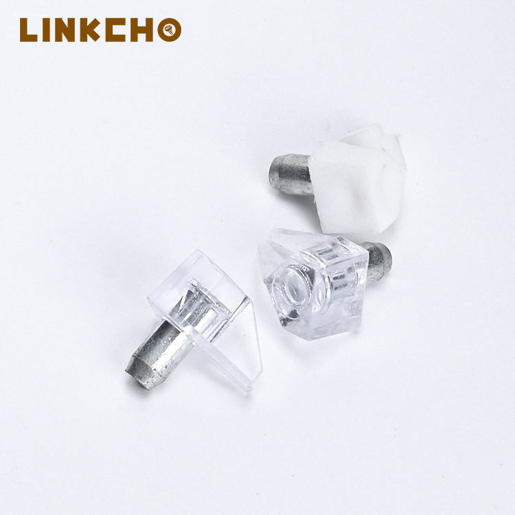 Furniture Hardware Transparent Plastic Pegs Metal Glass Shelf Support With Brackets Shelf Holders Pins for Cabinet Wood Shelves